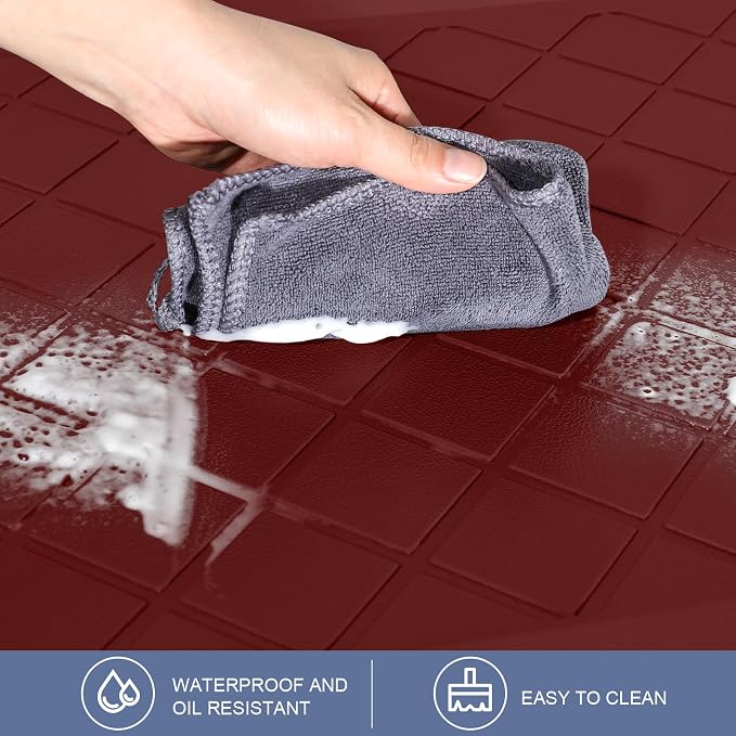 Cushioned Kitchen Mat 2 PCS, Anti Fatigue Kitchen Rugs, Heavy Duty Kitchen Rugs and Mats Non-Skid, Ergonomic Comfort Foam Kitchen Floor Mat for Home, Office, Sink, Laundry, Red