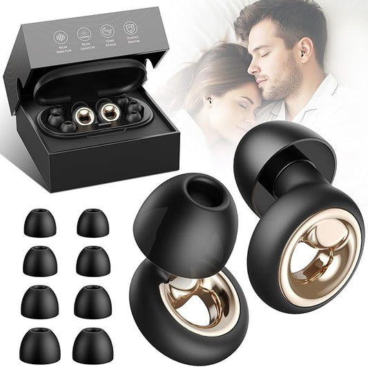 Noise Cancelling Ear Plugs for Sleeping, Reusable Silicone Ear Plugs for Noise Reduction, Soft Hearing Protection with 8 Ear Tips for Concerts, Work, Shooting, and Travel(Black)