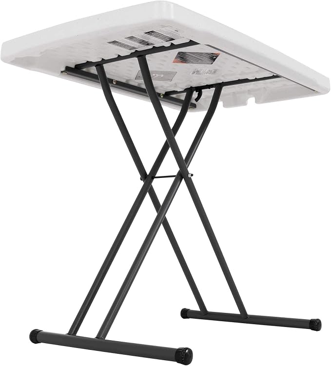 Lifetime 28241 Adjustable Folding Laptop Table TV Tray, 30 Inch, White Granite