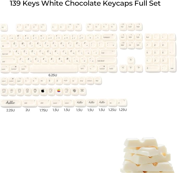 OHY Japanese Keycaps,XVX MOA Profile Minimalist Mac Style Keycap Set, Custom Cute Ceramic-Textured Keycaps for MX Switches Mechanical Keyboard-White Chocolate （Only Keycaps）