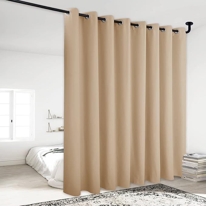 NICETOWN Thick Blackout Curtain and Drape - (120 x 84, Biscotti Beige, 1 Panel) Thermal Insulated Grommet Top Window Drapery for Bedroom, Block Out Light Curtain Panel