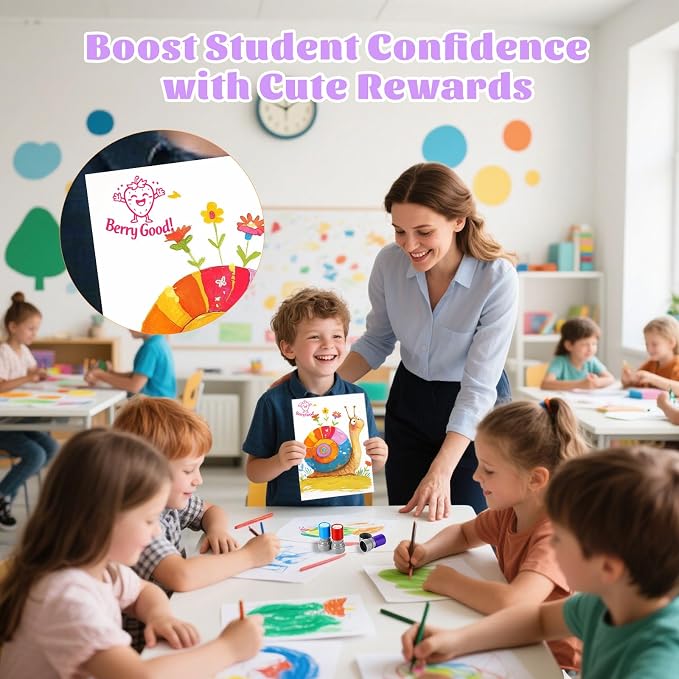 6Pcs Fruit Teacher Stamps for Classroom, New Teacher Appreciation Gifts, Self Inking Grading Stamps Set, Motivational Student Reward Stamps, Classroom Essentials for Elementary