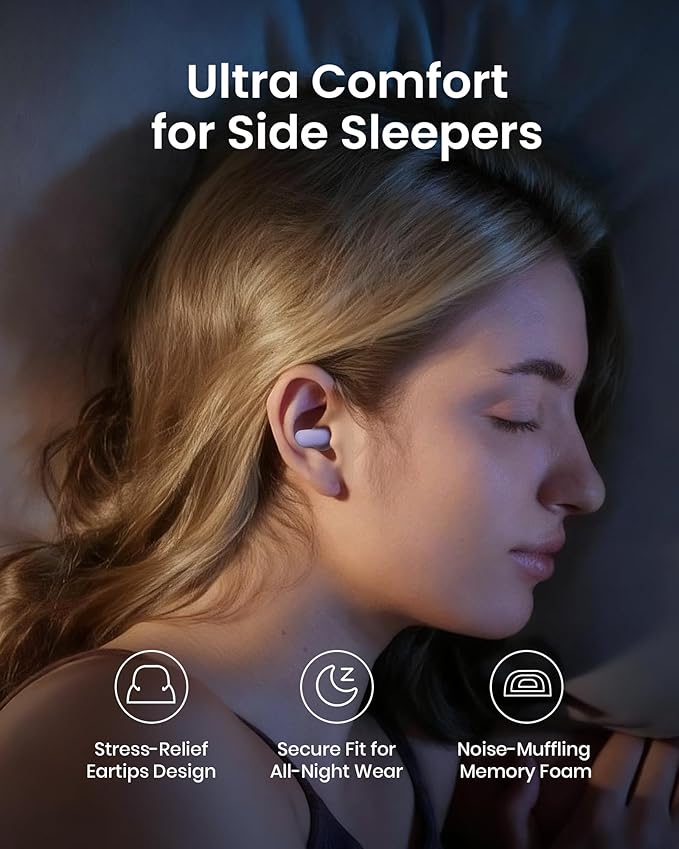 Dream Ear Plugs for Sleeping, 23dB Noise Reduction Silicone Ear Plugs with Patented Qufits Eartips and Carry Case, Reusable Earplugs for Sleep, Work, Deep Focus and Travel - Violet