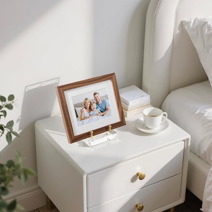 Acrylic Easel Display Stand, Clear Table Easel Picture Frame Holder with Adjustable Tilt, Perfect for Phones, Art, Weddings, Office & Home Décor, Gold-1P