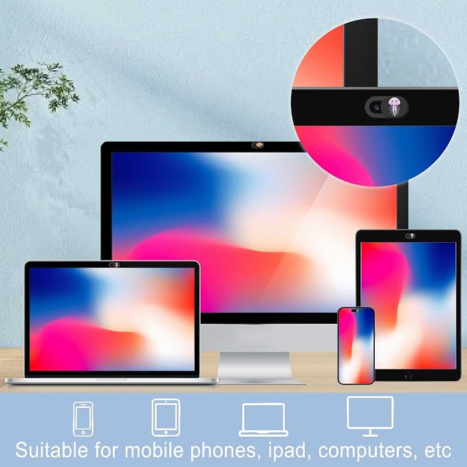 6Pcs 6 Styles Ocean Camera Cover Slide Cute Privacy Guard Accessories, 0.04 Inch Ultra Thin Webcam Cover Protector Blocker for Desktop Computer Tablet Notebook Mini PC Home Office Use