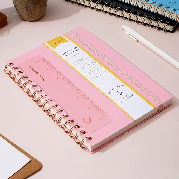 Yoment Lined Spiral Notebook Journal for Women Men A5 Small Spiral Notebooks 5x7 160 Pages Pink Notebook College Ruled Spiral Bound Journal for Work Note Taking School, Pink