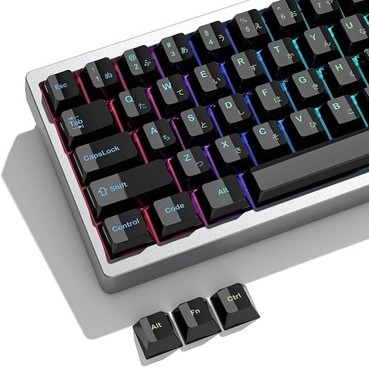 Womier Black Keycaps for Mechanical Keyboard, Ceramic Style Keycaps Set, Glossy Cherry Profile Custom Key caps with Color Character for 60 75 100% Mechanical Keyboards with Cherry/Gateron MX Switches