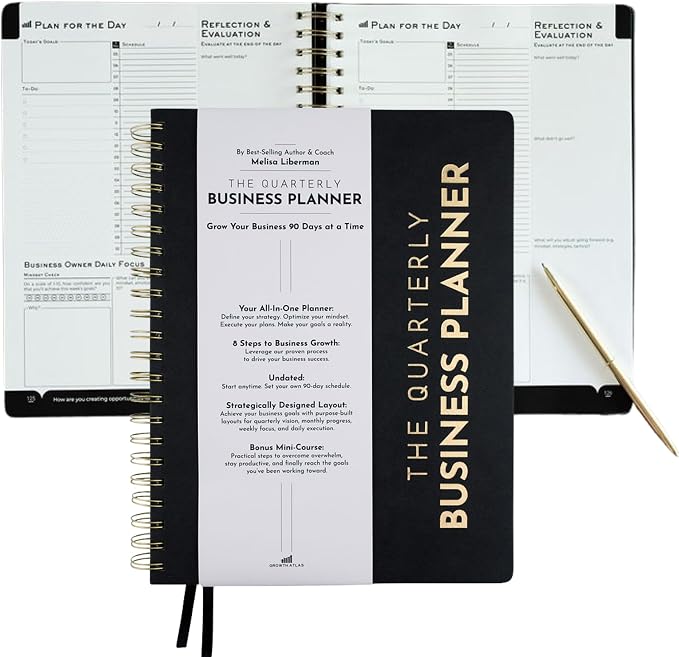 Daily, Weekly & Monthly Planner – Undated Day Planner & Productivity Planner for Business Owners – 90-Day Goal Organizer System & Planner Notebook for Work – Plan, Execute & Reflect with Clarity for Growth