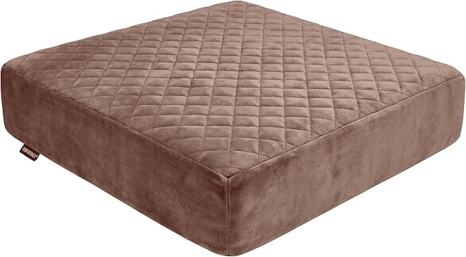 Large Soft 20x20x5 Polyurethane Foam Recliner Chair Seat Cushion for Long Sitting - Washable Velvety Cover with Waterproof Layer, Non-Slip Base - Tailbone Pain & Pressure Relief - Brown