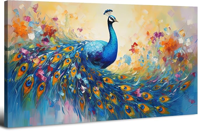 Abstract Peacock Wall Art Colorful Peacock Pictures Wall Decor Abstract Bird Canvas Poster Watercolor Animal Prints Painting Vintage Framed Artwork Living Room Bedroom Home Decorations 30x60