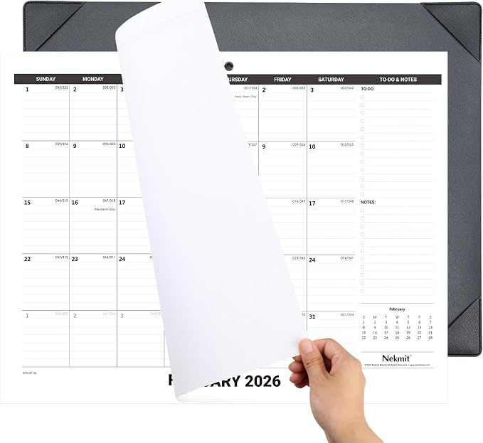 Nekmit Large Desk Calendar 2026 with Desk Protecting Pad, Runs from Jan 2026 - Jun 2027, Office Supplies 21" x 16 1/2" Desktop Calendar for Life Planning or Organizing