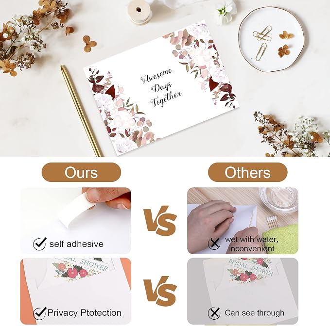 100 Pack Blank Invitations with Envelopes, Goefun 5 x 7 Postcards and A7 Envelopes Self Seal for Wedding, Graduations, DIY Cards, Thank You Cards & All Occasion