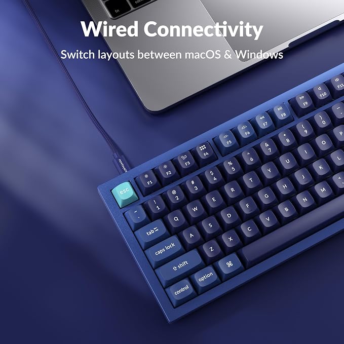 Keychron Q1 RGB Wired Custom Mechanical Keyboard Knob Version, 75% Layout QMK/VIA Programmable with Hot-swappable Gateron G Pro Blue Switch Double Gasket Compatible with Mac Windows Linux (Blue)