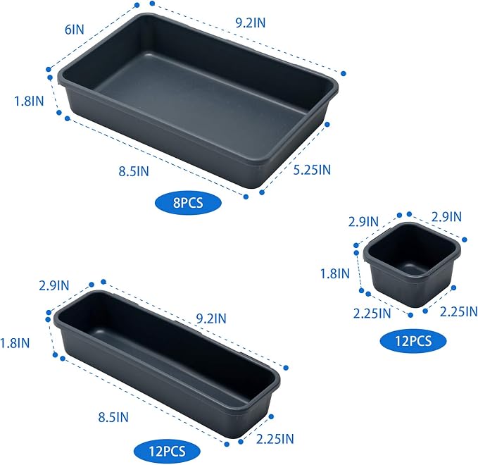 BYCY 32 PCS Desk Drawer Organizers - Interlocking Tool Boxes with 3 Sizes, Office, Bathroom, Kitchen, Makeup