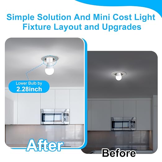Remote Control E26 E27 Light Bulb Socket Adapter 2 Set,GreenCyle 2PCS Wireless Light Switch and 2Standard Medium Base Lamp Socket Extender 2.3"(5.8cm),Screw-in,Max 500W,No Wiring Needed,500ft Range