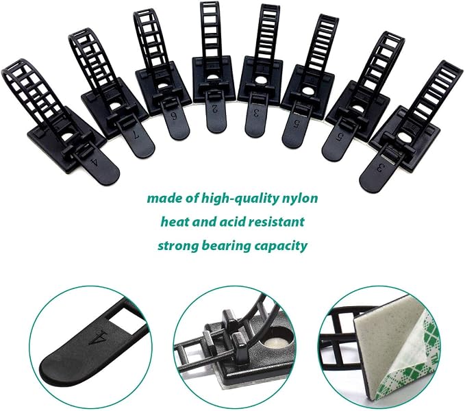 200 Pieces Cable Management Desk Wire Organizer Cable Ties Zip Ties Adhesive Cord Clips Cord Keeper Desk Wire Management | Project-size 200-pack for workshops, offices, and equipment areas that need repeatable cable routing and organization.