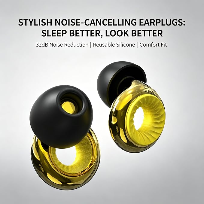 BlocOut Reusable Silicone Earplugs | Travel & Student, 25dB Noise Reduction, Portable, Lightweight Comfort, For Airplane, Business Trip, Dormitory, Study & Office