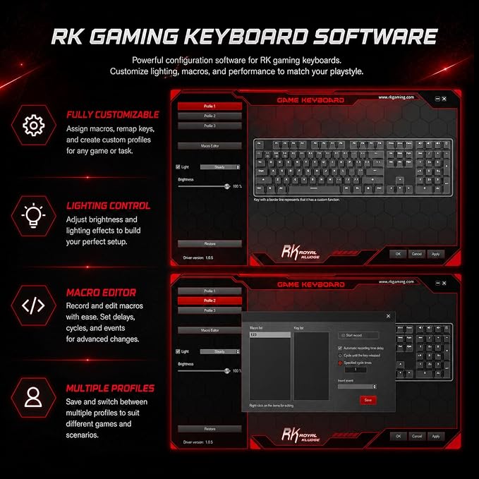 RK ROYAL KLUDGE S108 Typewriter Mechanical Keyboard, Wired Gaming Keyboard with Number Pad, Full Size Retro Keyboards w/Detachable Wrist Rest for Mac/Win/PC, Clicky Blue Switch, Yellow Backlit Black