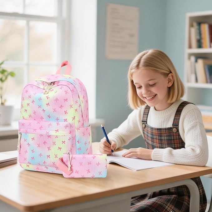 LEDAOU Backpack for Girls School Bag Kids Bookbag Teen Backpack Set Daypack with Lunch Bag and Pencil Case | Kids