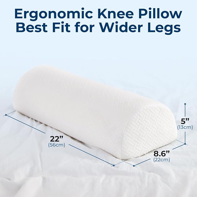 5 STARS UNITED Knee Pillow for Back Sleeping – Large Half Moon Bolster Pillow for Legs, Under Knee Pillow for Sleeping on Back, Memory Foam Leg Pillow for Back Pain, White