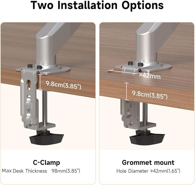 Suptek Monitor Mount Gas Spring Monitor Arm Desk Mount Fully Adjustable Fits 17 20 22 23 24 26 32 inch Monitors Weight Capacity up to 22 lbs (Silver)