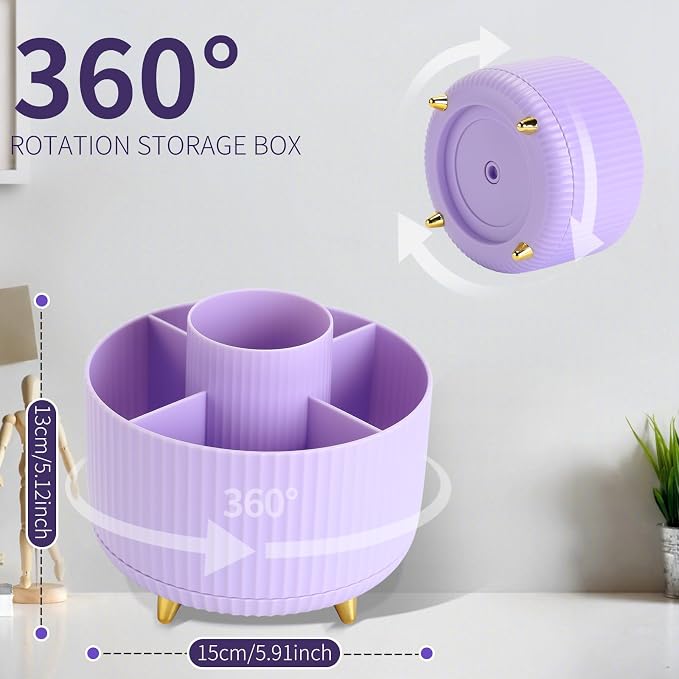 Camelmother 360°Rotating Pen&Pencil Holder For Desk With 5Slots Cute Office | Spacious Beautiful & Durable For Teachers Students Workers Easy Storage for Pens Stationery