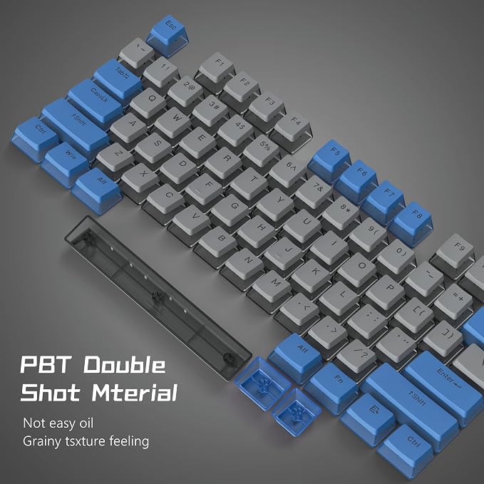 Womier PBT Pudding Keycaps- Shine Through Keycaps,165 Keys Key Cap Set 60 65 75 100 Percent, OEM Profile for Custom Cherry Gateron MX Switches Mechanical Keyboard, Blue