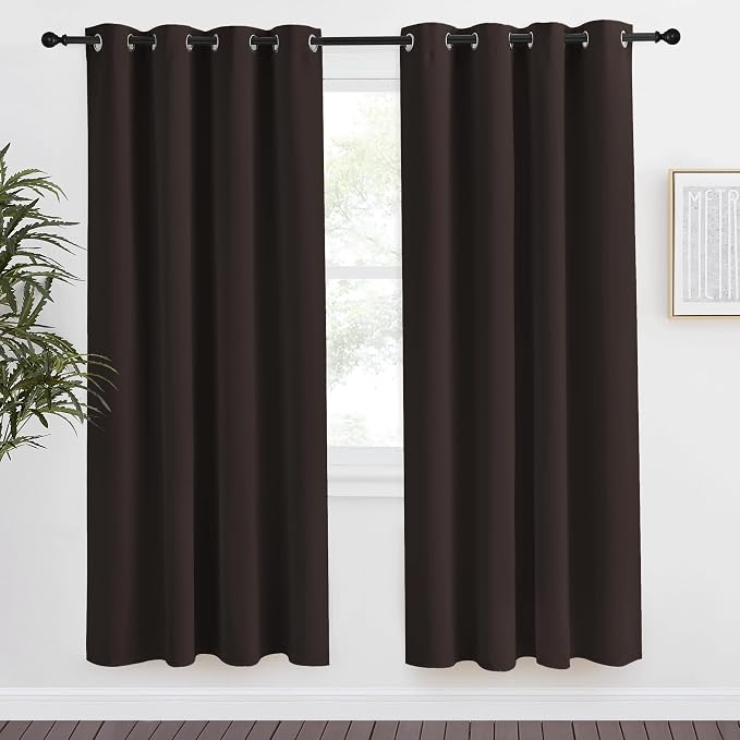 NICETOWN Toffee Brown Blackout Curtain 78 inch Long, W55 x L78, 1 Panel, Thermal Insulated Window Treatment with Grommet Room Darkening Thermal Insulated Panel for Bedroom/Living Room