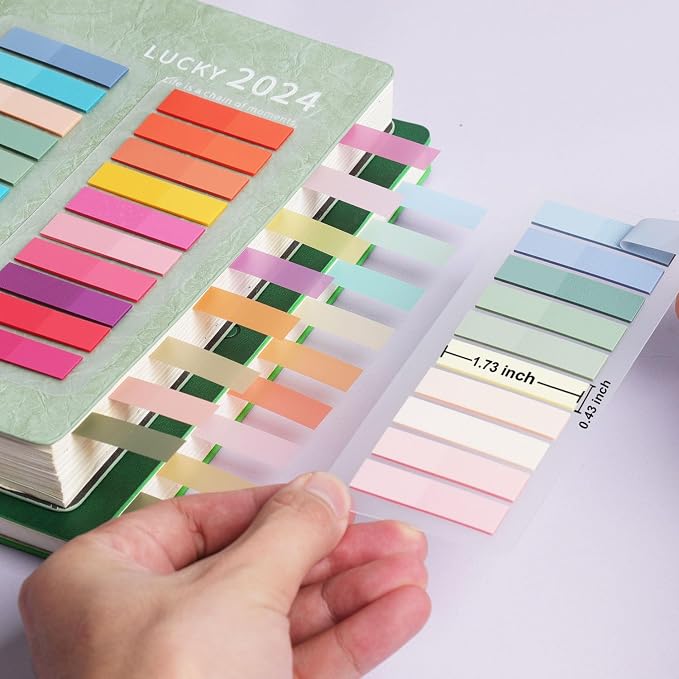 2000 Pcs Book Tabs for Annotating, Sticky Tabs Transparent Small Sticky Notes Flags, Colorful Morandi Page Markers for Notebooks, Multi-Colored Writable and Repositionable Book Flags Strip