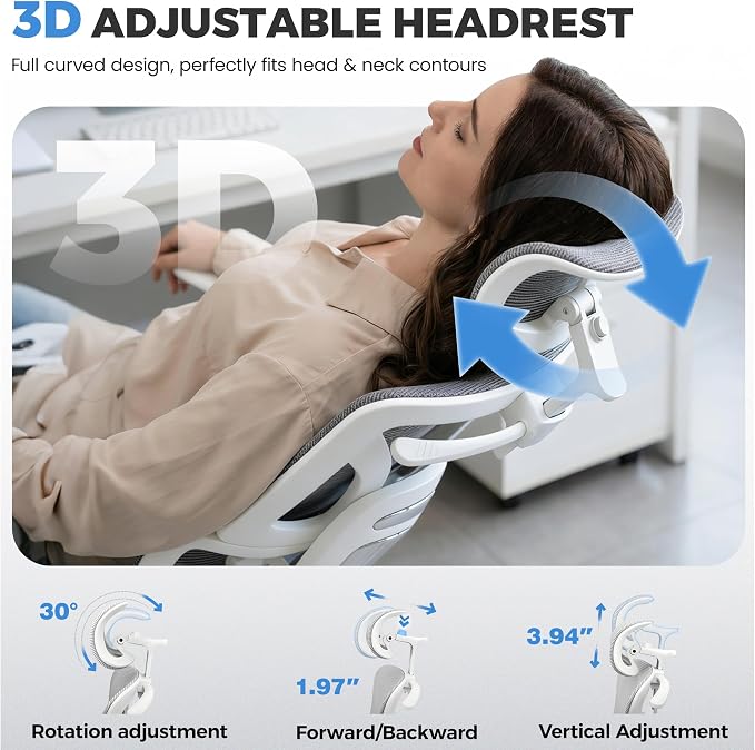 Office Desk Chair, Ergonomic Chairs Comfy with Adjustable Lumbar Support | Zoned Spine Support, Pressure Relief Back Support, Breathable Mesh Computer Chair for Long Workdays, Home Office, Gray