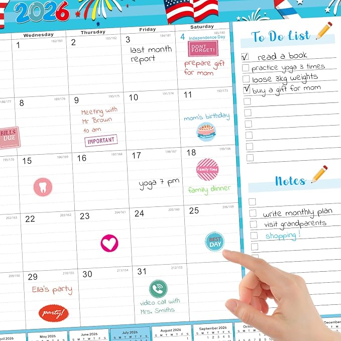 Lateefah Desk Calendar 2026, Large 22'' x 17'' Desk Calendar 2026-2027, 18 Month Desktop Calendars for Home & Office, Use July 2026 to December 2027