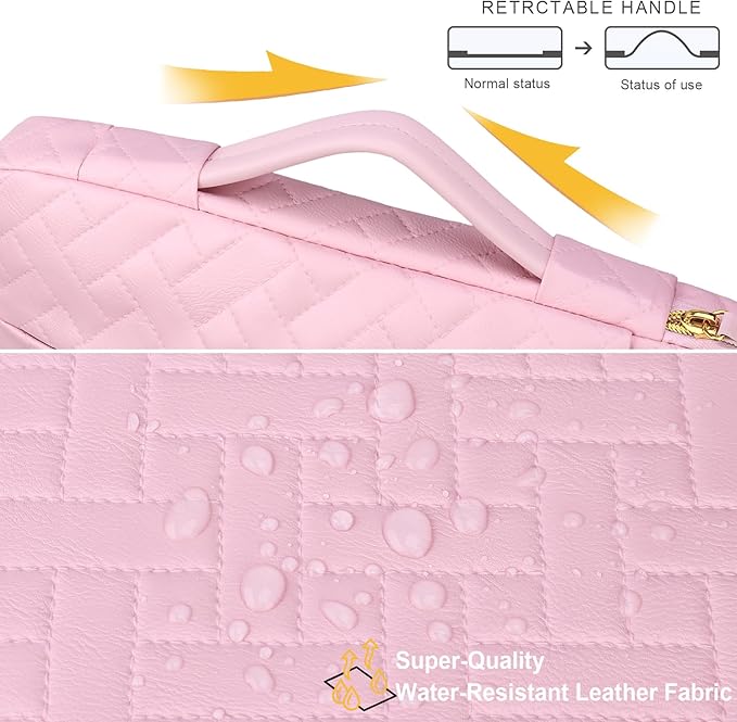 Lacdo 360° Protective Laptop Sleeve Case for 16 inch MacBook Pro M5 Pro/Max A3428 A3429 (2026), M4/M3/M2/M1 A3403 A3186 A2991 A2780 A2485 A2141, 15 inch Surface Laptop 7 Computer Bag, Sakura Pink