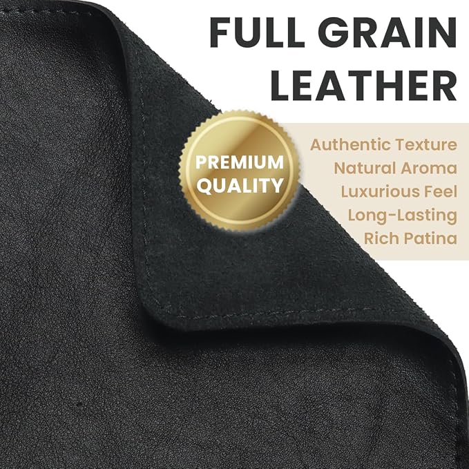 Full Grain Genuine Leather Desk Pad – Black (XL) - Premium Desk Mat with Non-Slip Backing, Thick 3mm, Office Desk Protector for Work & Gaming (Extra Large 35.4 x 15.7 inch)