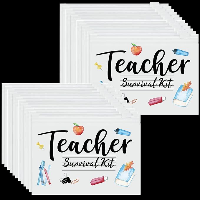 60 Pcs Teacher Appreciation Gifts Bulk Teacher Survival Kit Small Waterproof Makeup Toiletry Bag Pouch Cosmetic Pencil Bag Thank You Gifts for Women Men Travel Back to School Season Supplies