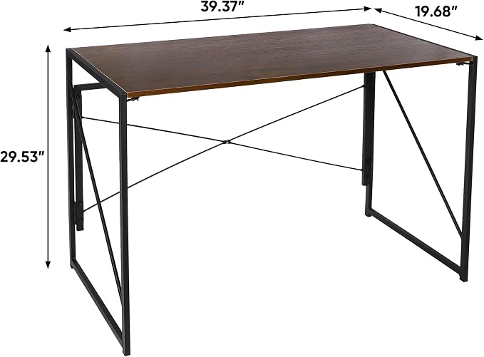 Folding Computer Desk Writing Table Study Work Station Portable Notebook PC Laptop Standing Desk Home Office, Espresso
