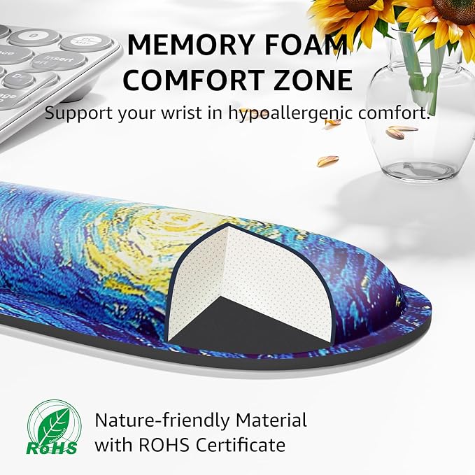KTRIO Keyboard Wrist Rest & Mouse Pad with Wrist Rest Set, Starry Night | Memory Foam Wrist Support, Ergonomic Design, Non-Slip Base, Office and Home Use