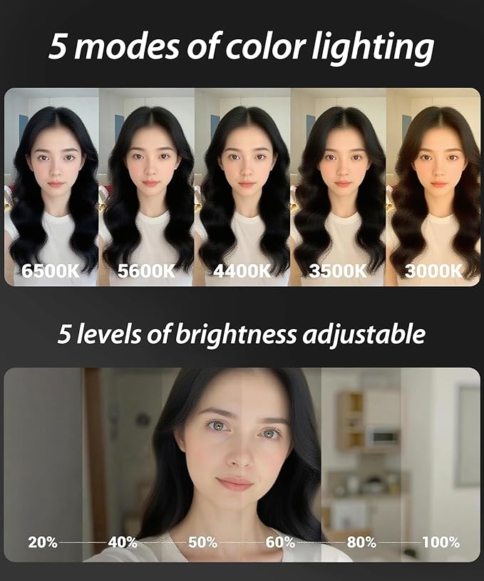 Magnetic Selfie Light for MagSafe iPhone Phone with Magnet Ring,Rechargeable CRI 97+ 700lx/0.3m Folding LED Phone Fill Ring Lighting with Mirror for Makeup Webcam Laptop Photo Makeup (White)