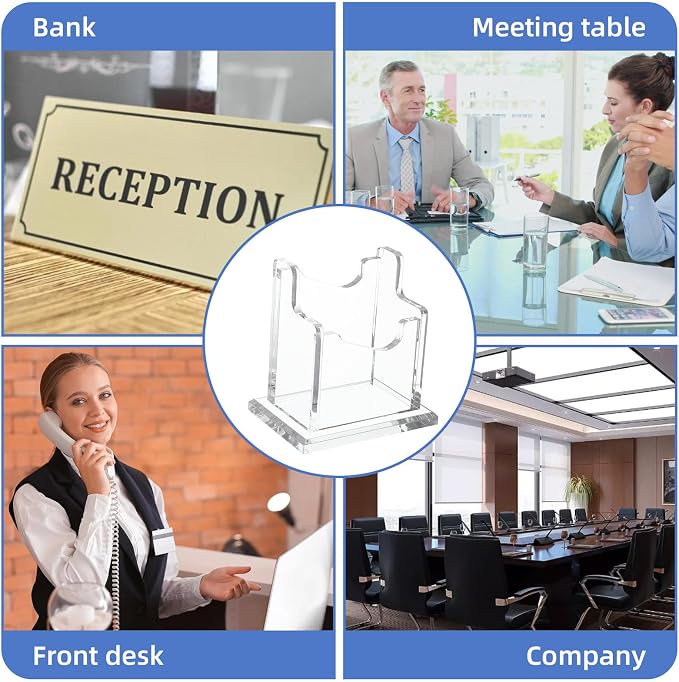 4 Packs Acrylic Business Cards Holders for Desk, Vertical Clear Busines Name Card Display Stand, Desk Accessory Business Name Card Organizer (Vertical, 1-Slot)