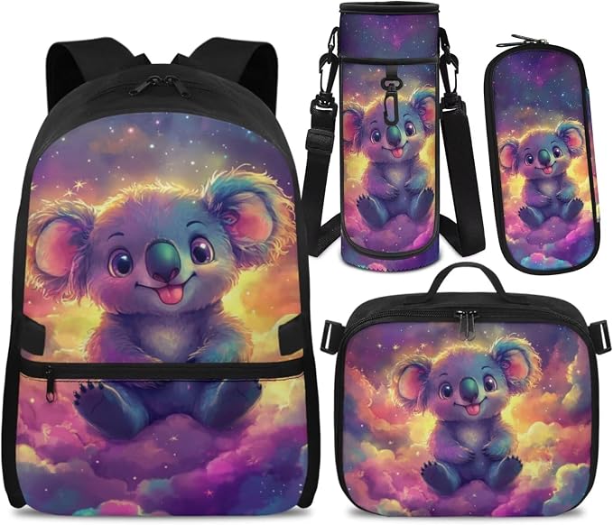 Doojoayie Kids School Backpack for Girls 5-7 7-8 Cute Bookbag with Lunch Box Koala Backpack for Girls Large Capacity School Bags Little Kids Favorite Daypack for Primary Grade Student