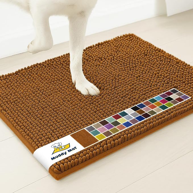Muddy Mat® | Super Absorbent Door Mat Indoor, Microfiber Quick Dry Chenille Entryway Rug, Non-Slip Front Door Mat, Indoor Mats for Entryway, Machine Washable Pet Rug, Amber 19" x 30"
