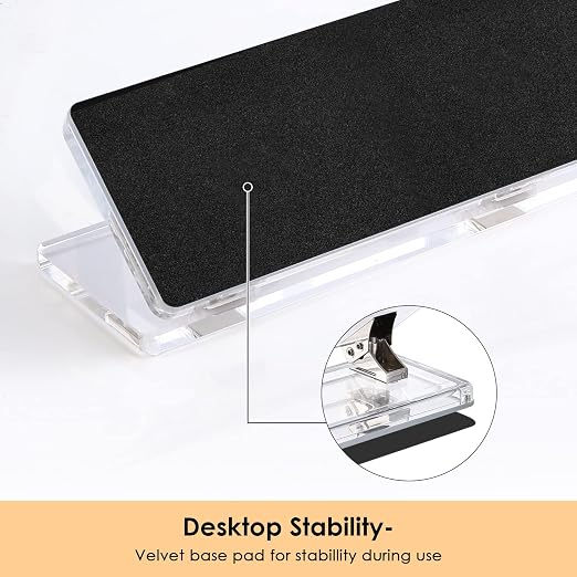 Acrylic and Silver Standard 3 Hole Punch,10 Sheet Capacity, Desktop Hole Puncher 3 Ring, Office Desktop Accessory, Clear/(Silver)