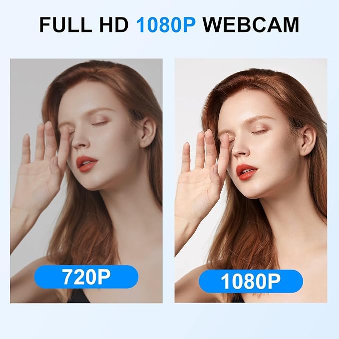 1080P Webcam for PC, Computer Camera with Privacy Cover & Tripod, Dual Noise-Cancelling Microphones, Ideal for Zoom, Skype, Video Calls & Conferences