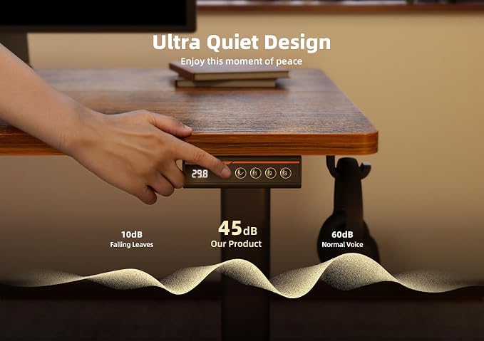 YDN Standing Desk, Electric Adjustable Height Stand up Desk, 55x24 Inches Sit Stand Home Office Desk with Splice Board, Rustic Brown Top