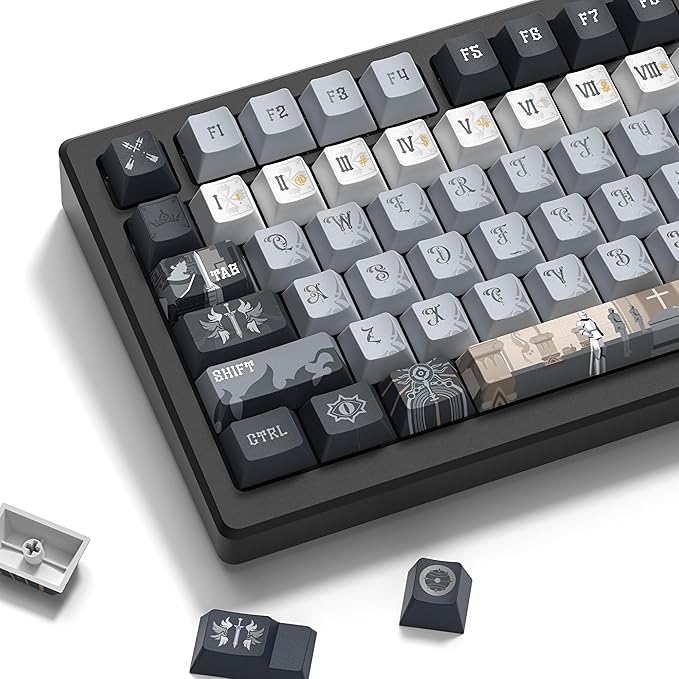 Keymatic Keycaps, PBT Keycap Medieval Roman Style 60 65 75 100 Percent, 134 Keys Set Custom Key caps Set Cherry Profile,for 61/68/84/87/98/100 Cherry Gateron MX Mechanical(Only Keycap Set)