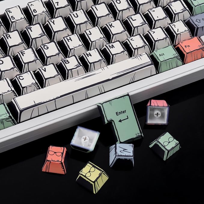 Tsungup Manga PBT Keycaps,150 Keys Japenese Anime Style Keycap Set Cherry Profile Dye-sub Custom Keycaps Keyboard Key caps for 60%, 65%, 75%, 100% Mechanical Keyboards