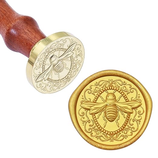 SWANGSA 3D Bee Wax Seal Stamp Kit with 200pcs Sealing Wax Beads for Weeding Invitations, Christmas, Wine Packages, Gift Ideas