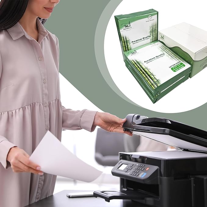 BAM POS Bamboo Printer Paper - 8 1/2” x 11”- 20LB Multipurpose White Paper - Made from Bamboo Fiber, Renewable Resources, Zero Trees Used - 3 reams (1500 Sheets)