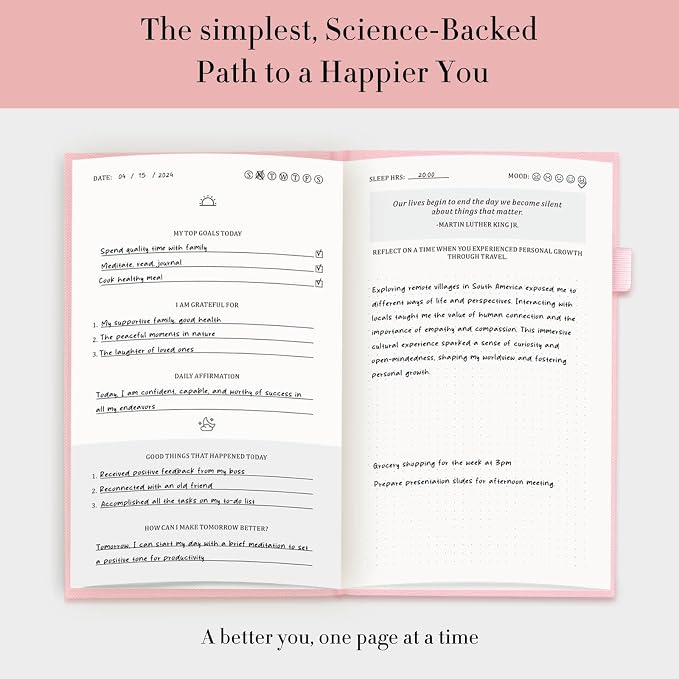 Self-Mastery Journal for Women - Gratitude Journal for Daily Reflection, Mindfulness, and Self-Care - Guided Manifestation Journals - Inspirational Goal Journals with Pen Holder (Pink)