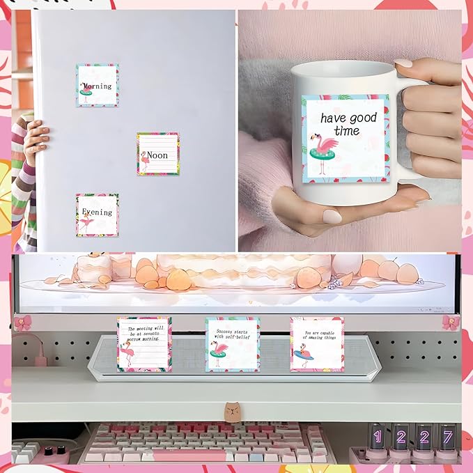 Flamingo Sticky Notes Gifts - 9 Pack Pink Flamingos Notepads 3x3 Inch Gifts, Summer Animals Memo Pads Office School Supplies for Friends Coworkers (450 Sheets)