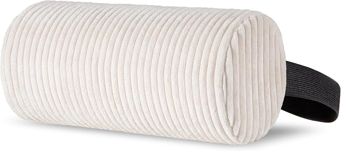 HIGOGOGO Lumbar Roll Lumbar Support Pillow for Office Chairs, Cars, and Gaming Chairs, Back Cushion with Washable Cover & Adjustable Strap to Relieve Back Pain and Improve Posture, 11"x6"x5", Beige